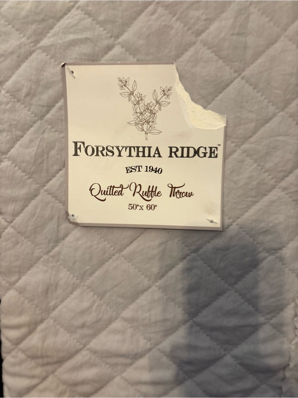 Light Gray Quilted Ruffle Throw - Picture 2 of 9
